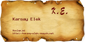 Karsay Elek névjegykártya